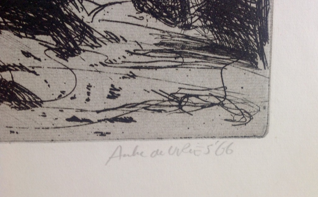 Auke de Vries, 'stenen', ets, '66 kopen? Bied vanaf 40!