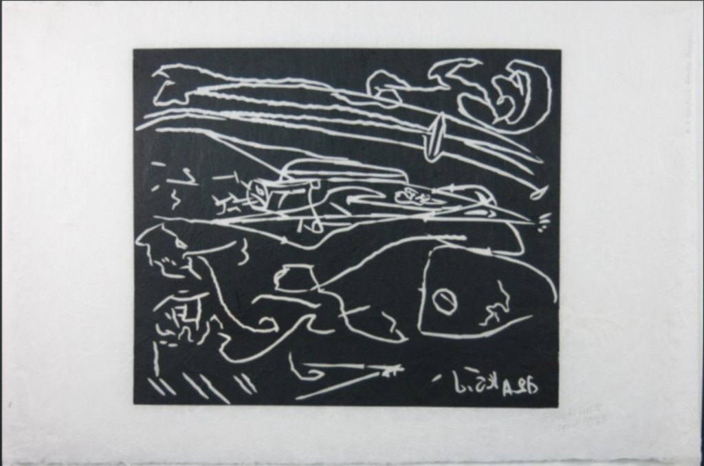 Wim Izaks: Lino op rijstpapier, Vrede (zwart) kopen? Bied vanaf 1!