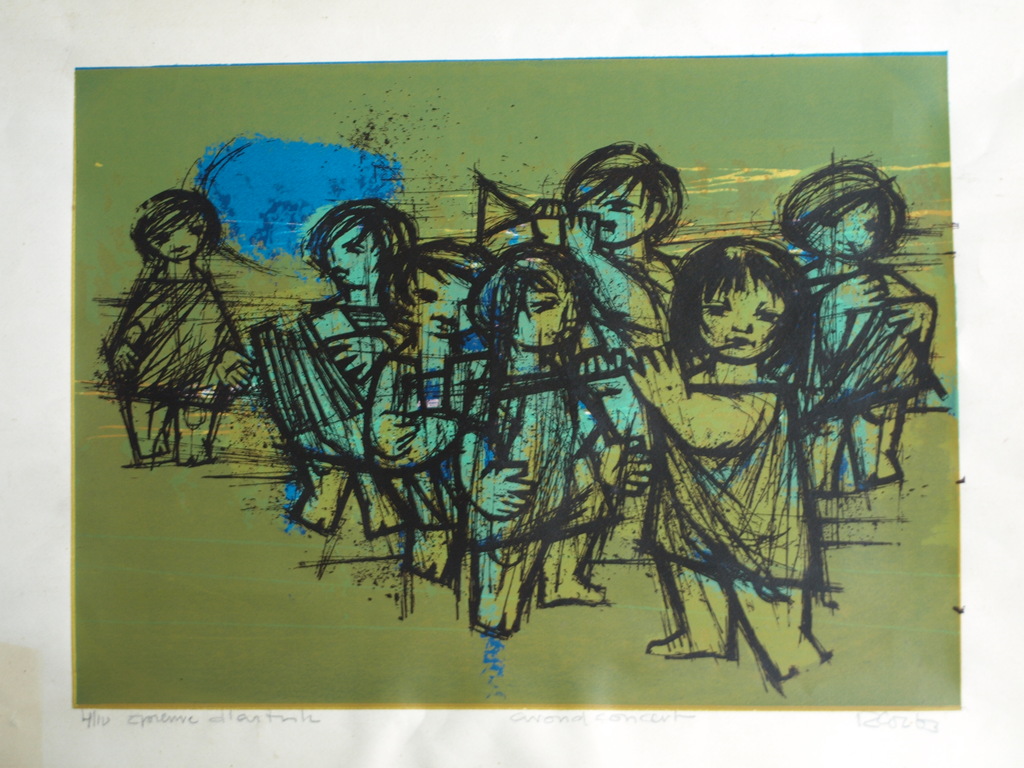 Rob Cox - Houtsnede , Avondconcert – gesigneerd – oplage 10 ex. – ca 1965 kopen? Bied vanaf 20!