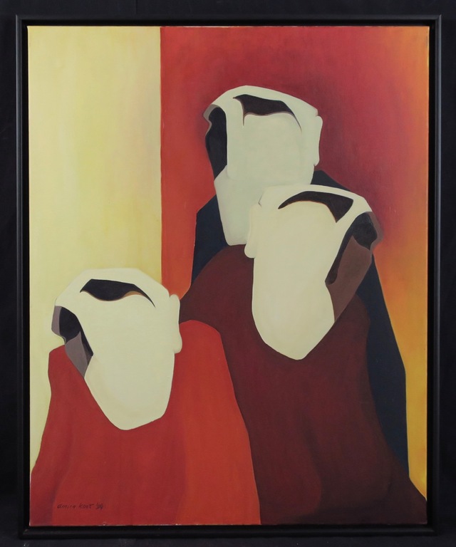 Annica Koot: Olieverf op doek, Waiting for the future - Ingelijst verkocht voor € 60!