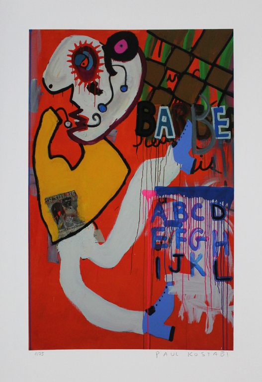 PAUL KOSTABI Giclee RUFF SHAVE Handgesigneerd verkocht voor € 55!