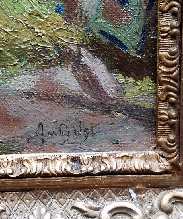 Arnout van Gilst - Olieverf - Boerenerf met Kippen kopen? Bied vanaf 1!