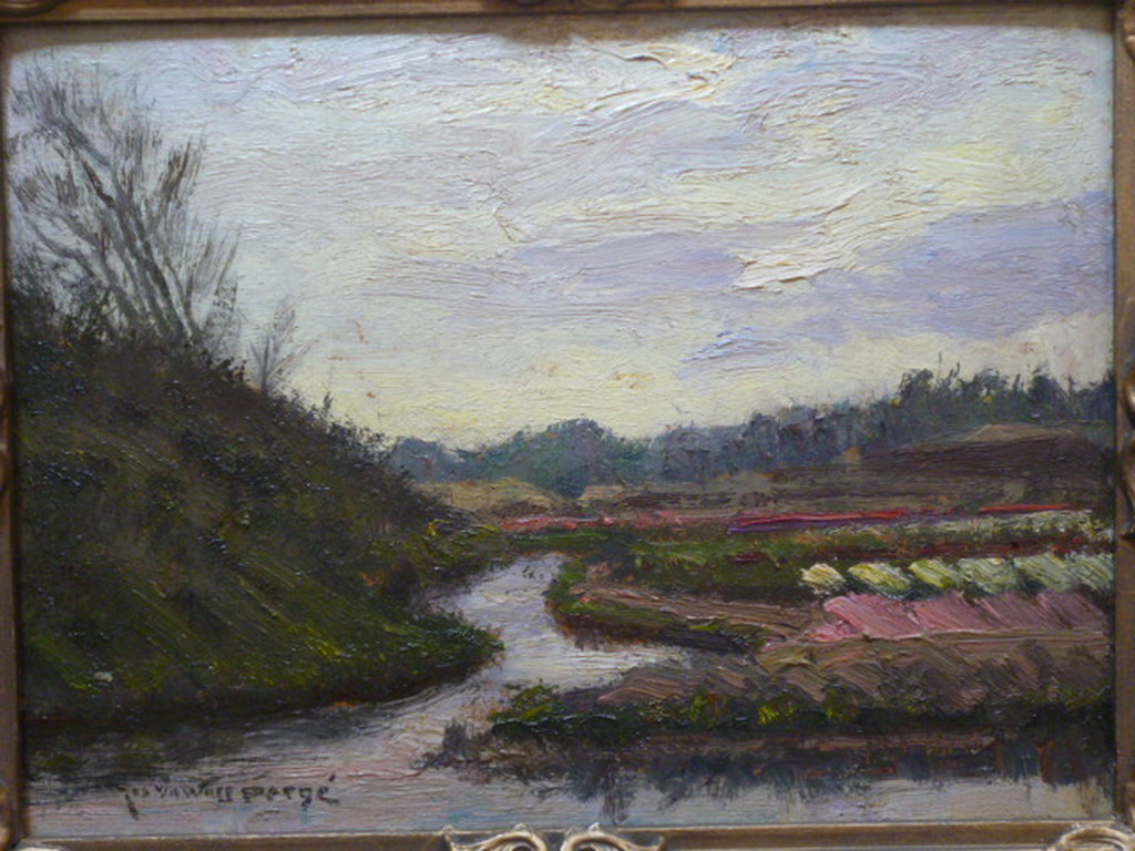 Jos van der Wall Perné - olieverf - Bollenveld a/d Zanderijvaart te Overveen verkocht voor € 150!
