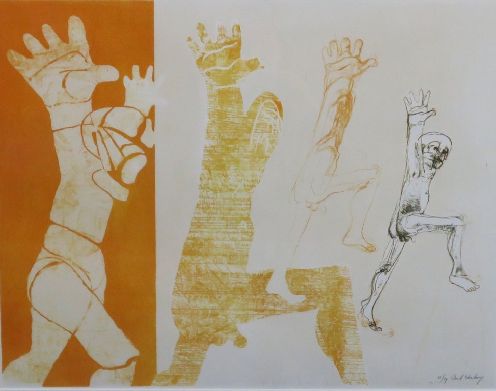 Aat Verhoog: Litho, Giant step - Ingelijst kopen? Bied vanaf 35!