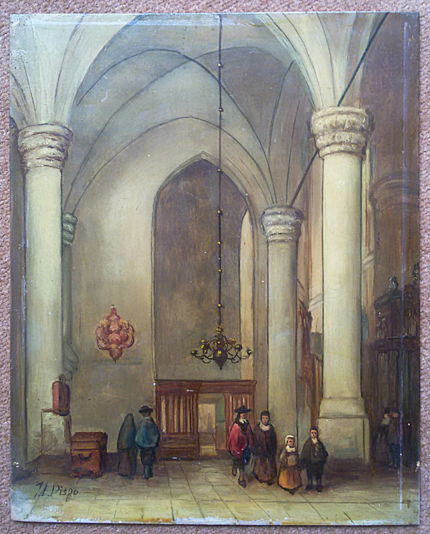 Jacobus Lambertus Dispo - Kerkinterieur, olieverf op board kopen? Bied vanaf 75!