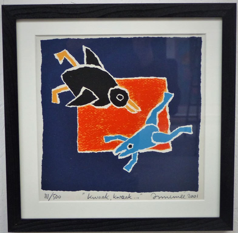 Hans Innemee,Zeefdruk op papier , ingelijst, Titel Kwaak Kwaak,Handgesigneerd kopen? Bied vanaf 50!