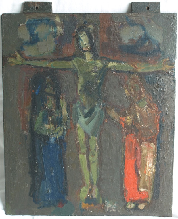 Peter Engels : Olieverf op paneel, Jezus Christus – gesigneerd – ca 1950 verkocht voor € 175!