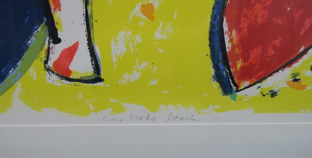 Anton Vrede: Zeefdruk, Cow birds beach - Ingelijst (Groot) kopen? Bied vanaf 70!