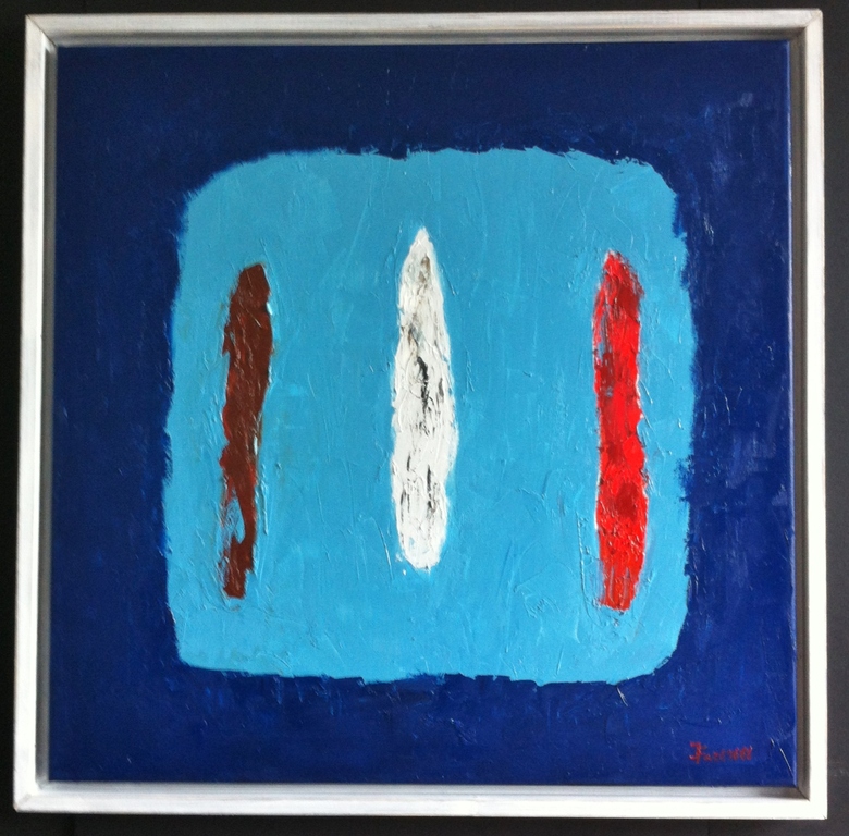 "Composition in Blue...." John Foppen - Olieverf op canvas - Framed - Gesigneerd verkocht voor € 560!