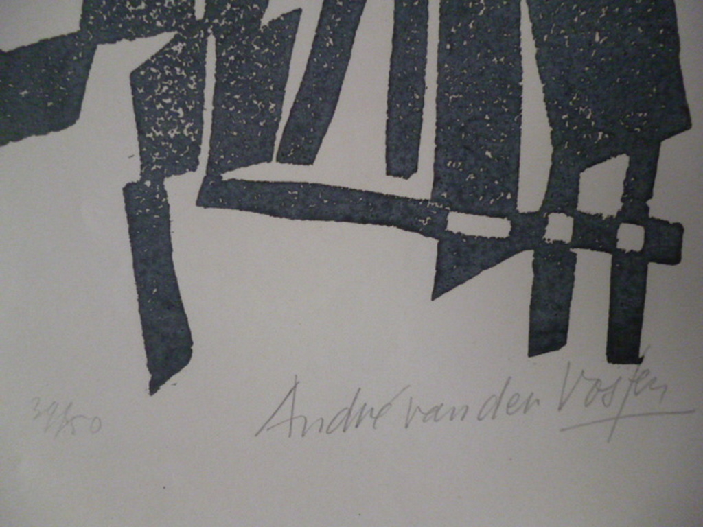 André van der Vossen - linosnede - Creatie 2 kopen? Bied vanaf 50!