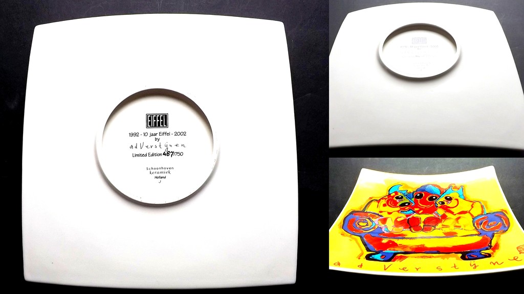 Ad Verstijnen - keramiek sierbord - 1992 - 10 jaar Eiffel - 2002 kopen? Bied vanaf 1!