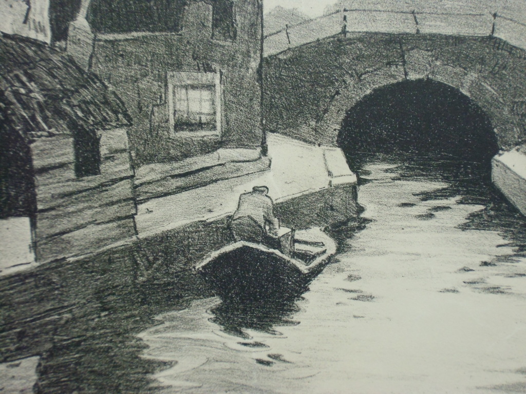 DORPSGEZICHT MET BRUGGETJE // LITHO VAN YPE HEERKE WENNING kopen? Bied vanaf 50!