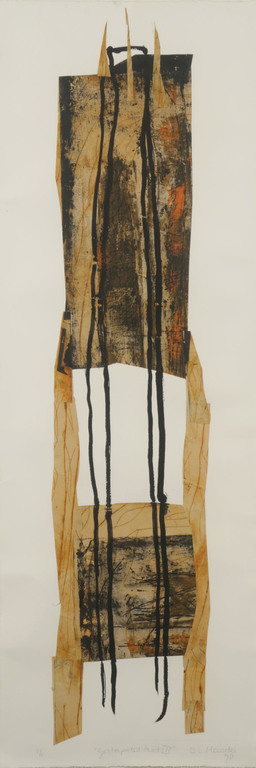 Vera van Heusden: Monoprint, Gestapeld land III - Ingelijst (Groot) kopen? Bied vanaf 1!