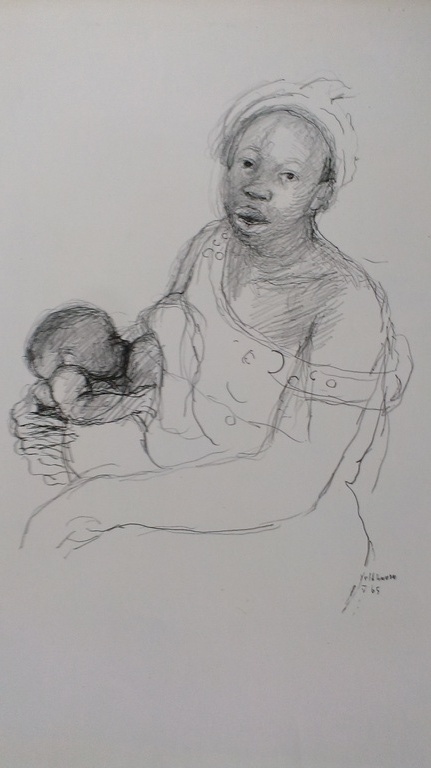 Aat Veldhoen : rotaprent 1965 : moeder met baby verkocht voor € 50!