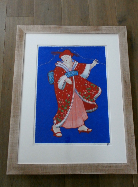 Ada Breedveld - ingelijste zeefdruk: Geisha Mayra - groot verkocht voor € 125!