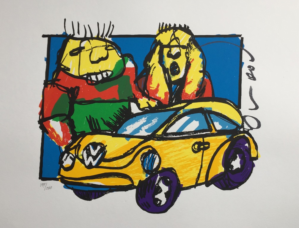 Herman Brood - Originele Kleurenzeefdruk: VW Beetle verkocht voor € 131!