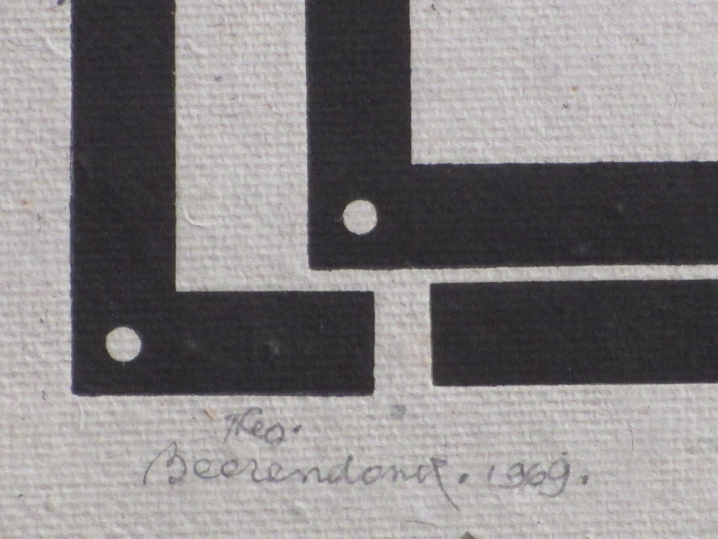 Theo Beerendonk - Theo Beerendonk, Geometrische voorstelling in zwart/blauw, Diepdruk kopen? Bied vanaf 45!