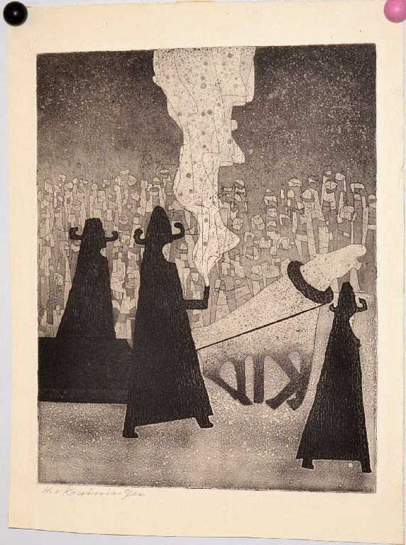 Harry van Kruiningen: Ets. De begrafenis van Daniel Raap. verkocht voor € 100!