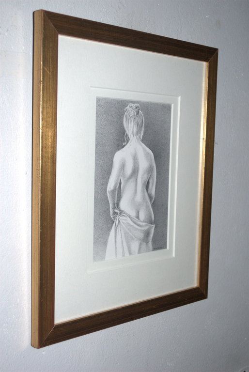Potloodtekening naakte vrouw - gesigneerd en ingelijst kopen? Bied vanaf 50!