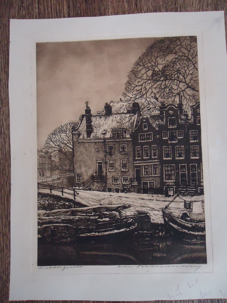 Cornelis Brandenburg ( 1884 - 1954 ) - ets - Achtergracht.  kopen? Bied vanaf 1!