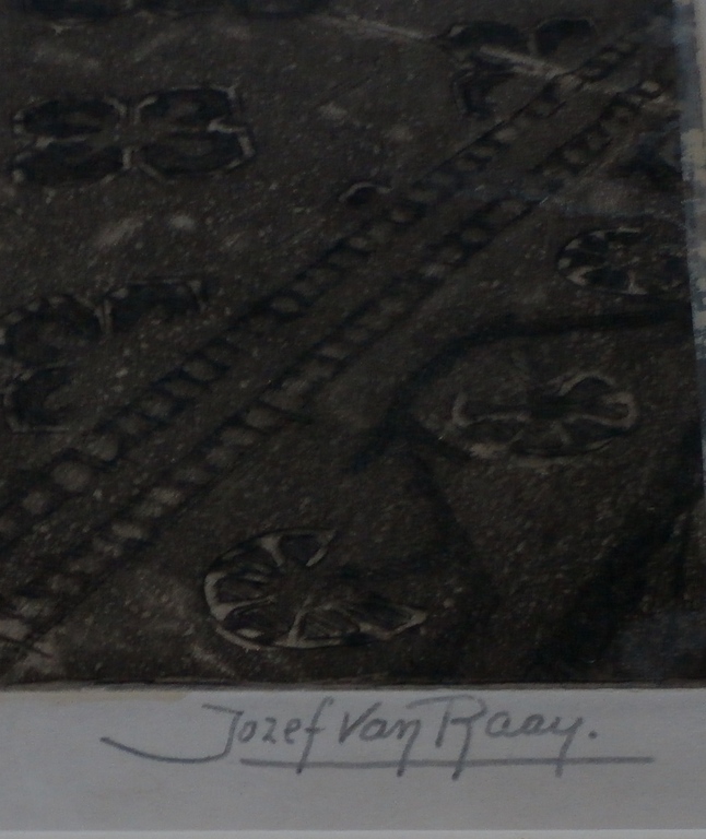 Jozef van Raaij, grote ingelijste ets: Schildersatelier, handgesigneerd kopen? Bied vanaf 150!
