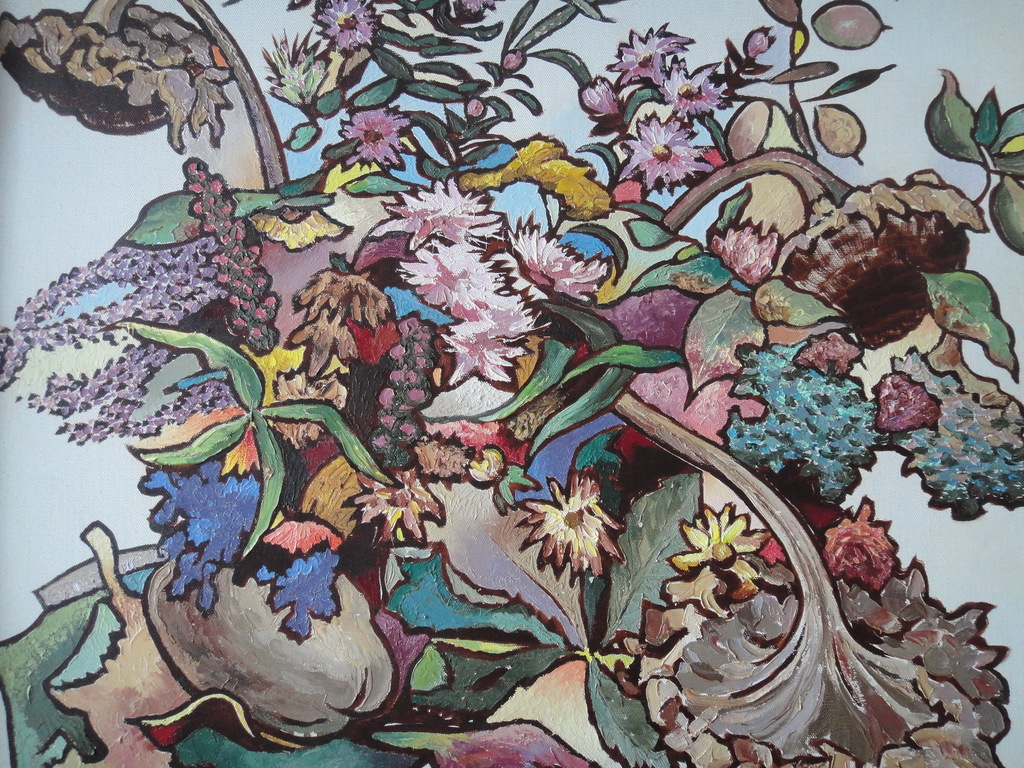 Sebo Detmers, olieverf op doek, 'zonnebloemen in een 4-kant' kopen? Bied vanaf 1!
