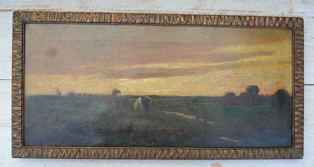 Onbekend: olieverf op doek, paarden op het land kopen? Bied vanaf 1!
