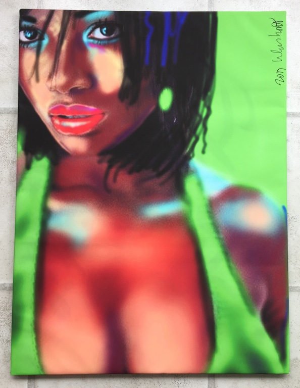 Peter Klashorst - Gesigneerde offsetdruk op katoen: Pop Art African Woman kopen? Bied vanaf 1!