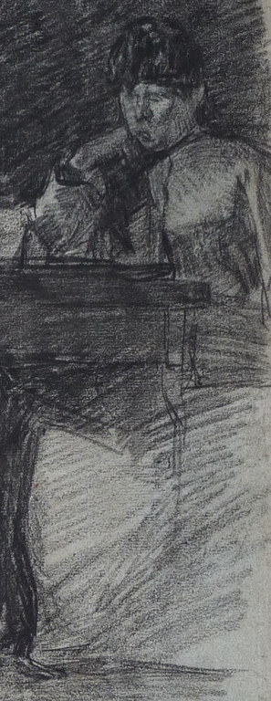 Willem de Zwart, Krijtekening, 2 Klassiek geklede figuren aan tafel kopen? Bied vanaf 265!