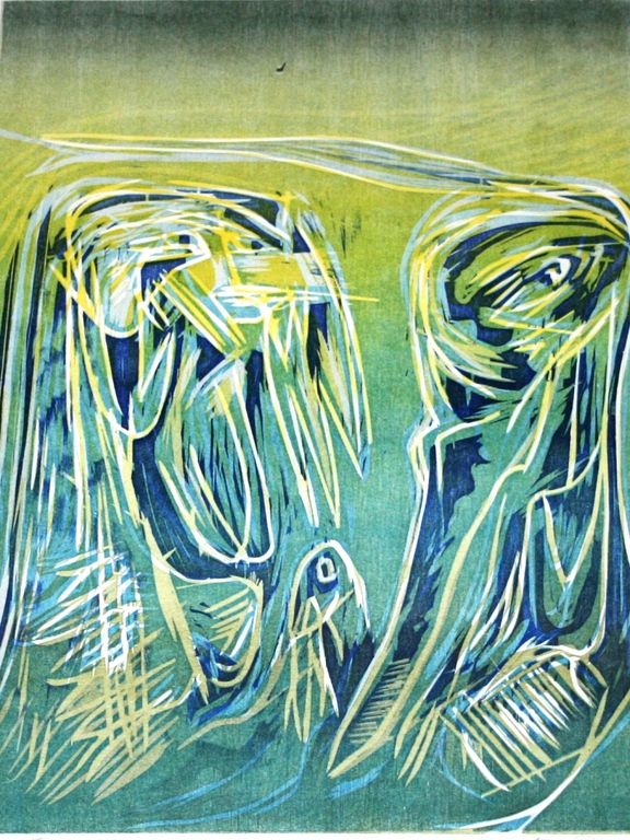 Finn Pedersen, ingelijste unieke ets, handgesigneerd , oplage: 1 verkocht voor € 275!