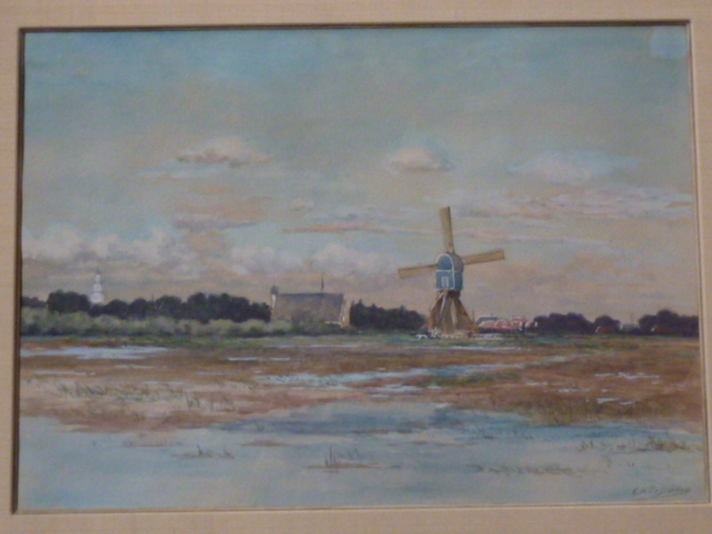 Gerrit Willem Pieter van Dokkum - aquarel - Hollands landschap verkocht voor € 45!