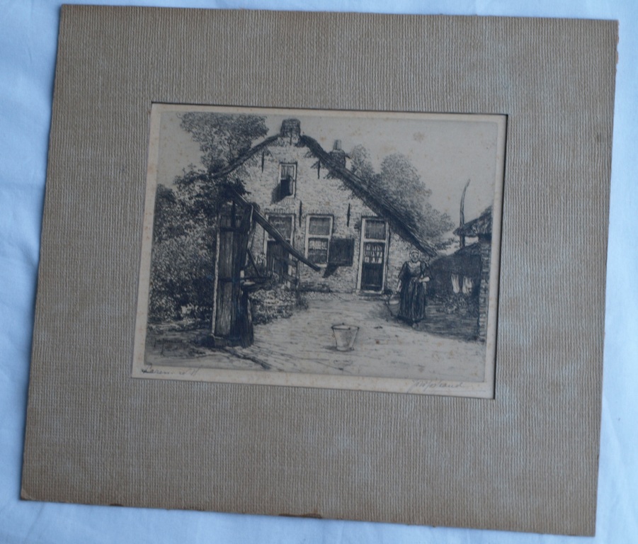 Johannes Josseaud : Ets , Laren NH – gesigneerd – 1916 kopen? Bied vanaf 1!
