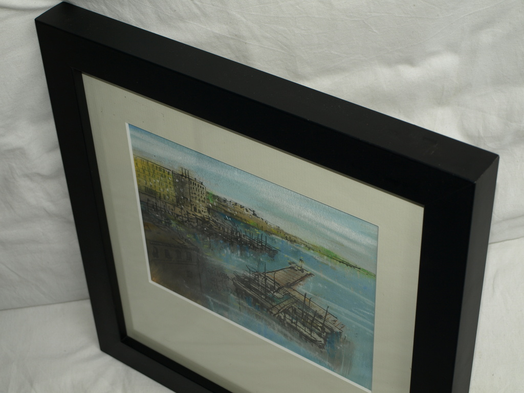 DICK VOS (1942) – Gemengde techniek –“Baai van Napels” – Gesigneerd & ingelijst  kopen? Bied vanaf 45!