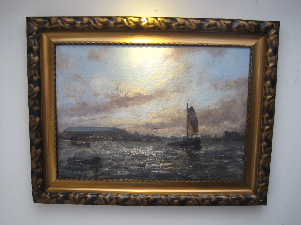 Corn de Bruin 1870-1940 Amsterdam avond op het IJ met Centraal Station ca.1910 verkocht voor € 71!