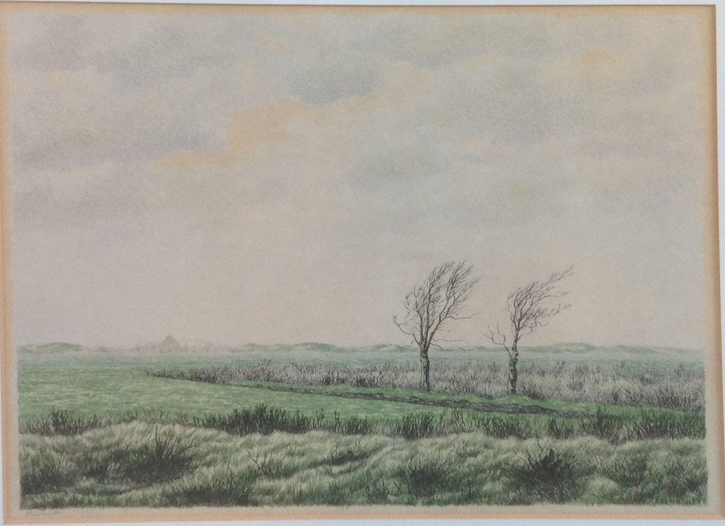 Edgar Fernhout, Landschap met 2 bomen  verkocht voor € 75!