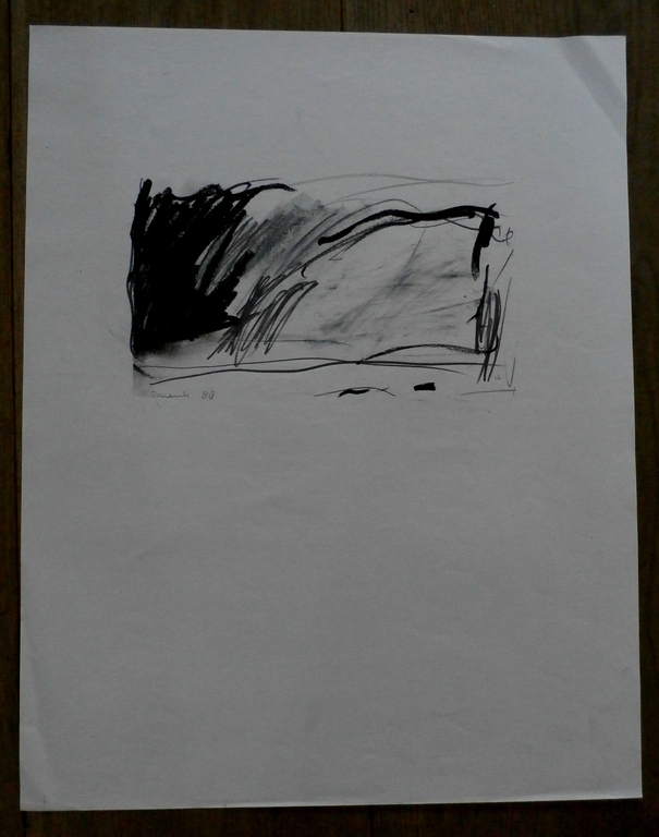 Peter Schenk - krijttekening: abstracte compositie - 1988 kopen? Bied vanaf 110!