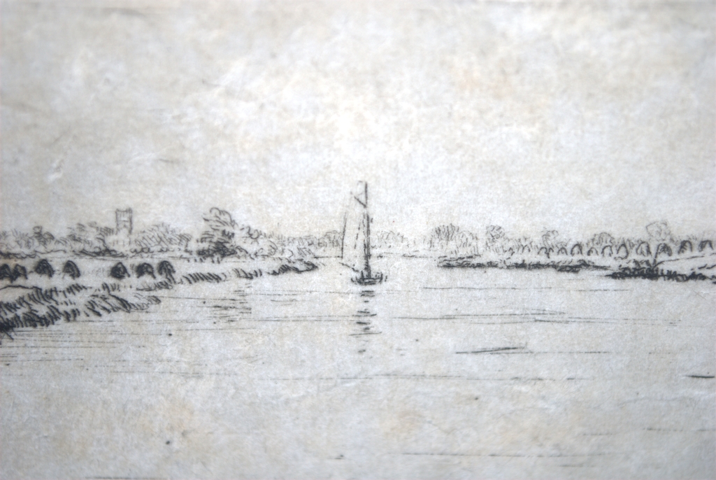 Riekele Prins - handgesigneerde ets van 't Reitdiep, Groningen. kopen? Bied vanaf 40!