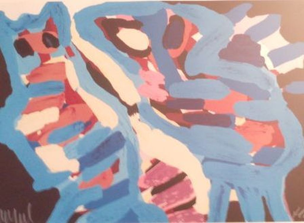 Karel Appel zeefdruk Mooi vrolijk werk uit de Streepjes serie, handgesigneerd. kopen? Bied vanaf 1!