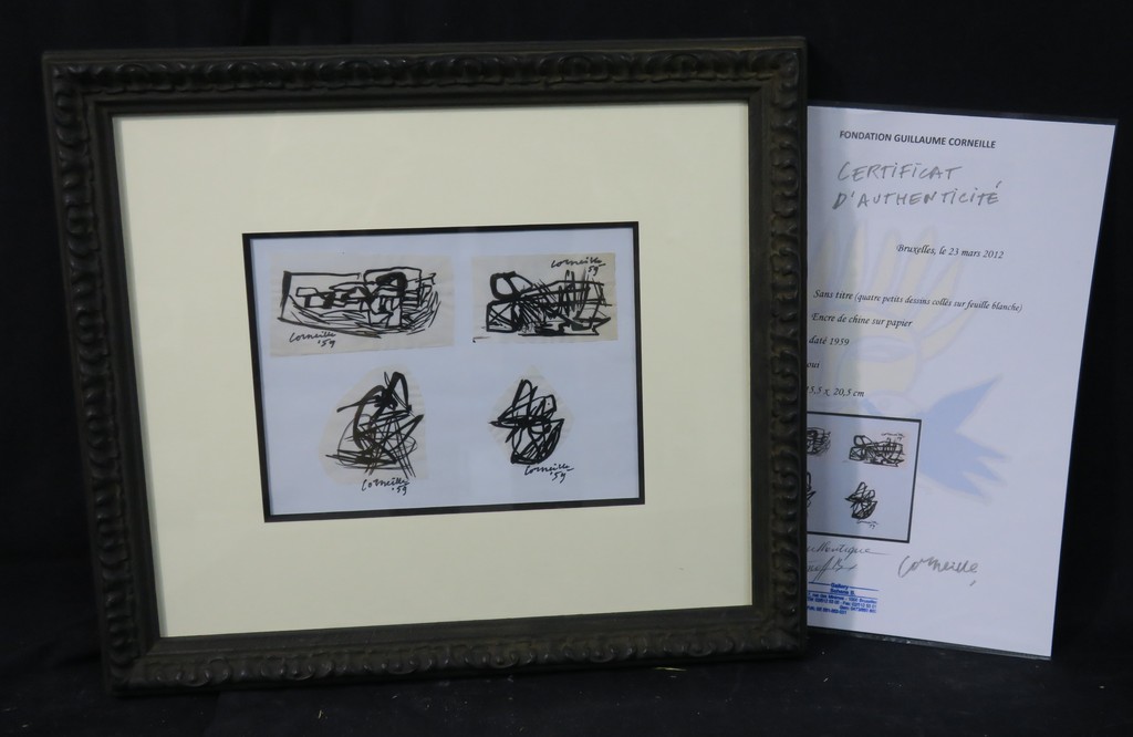 Corneille: 4x Inkttekening, Z.T. - Ingelijst kopen? Bied vanaf 600!