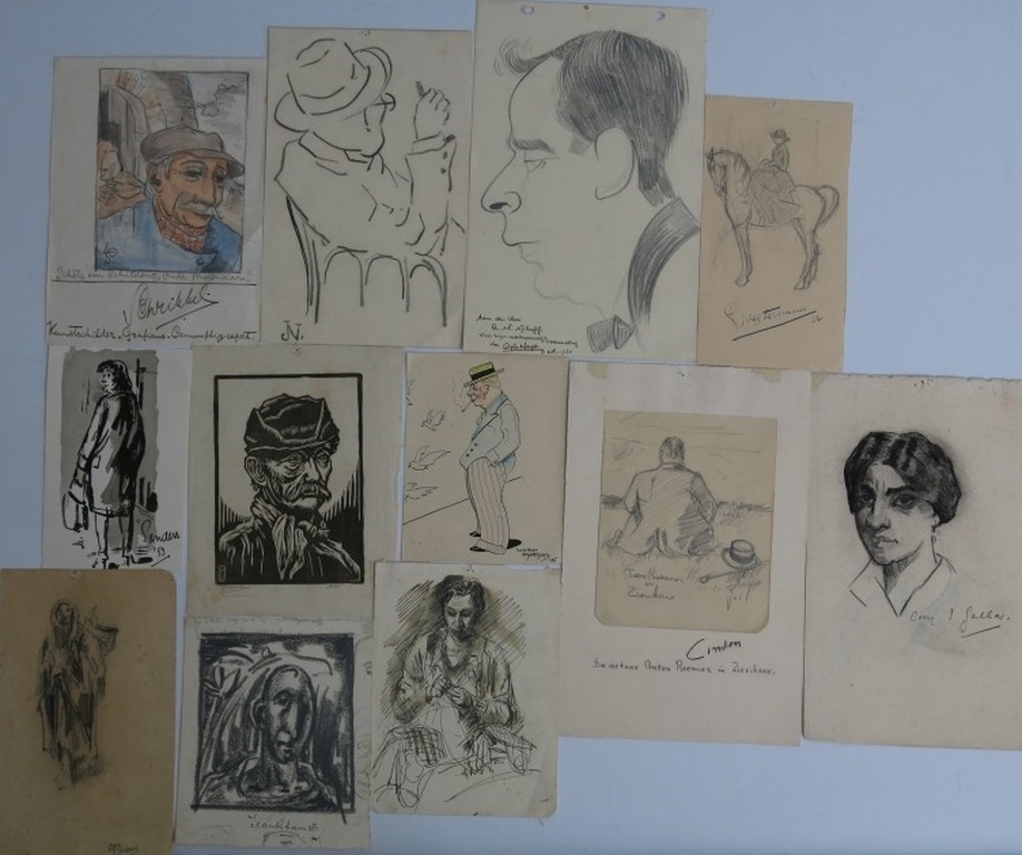 LOT: o.a. Louis Schrikkel, 11 Potlood tekeningen, 1 houtsnede verkocht voor € 130!