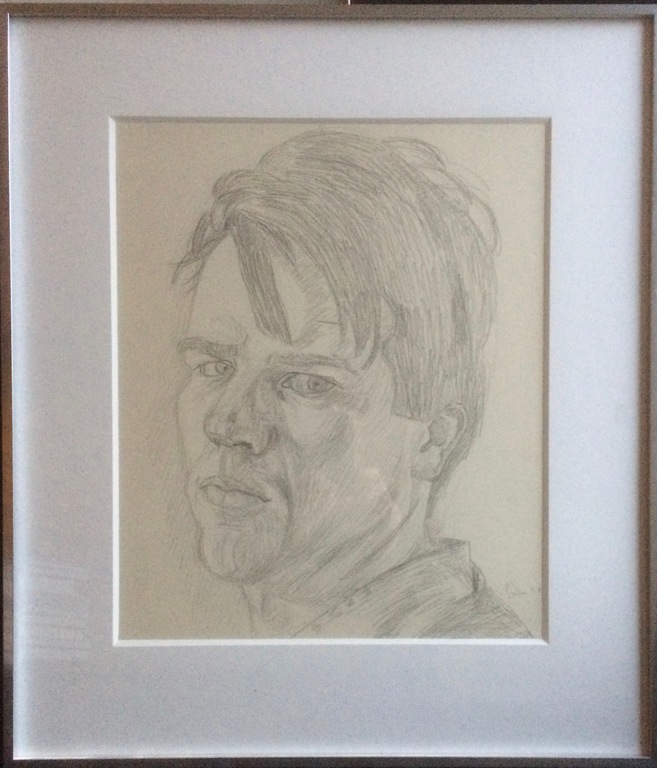 Philip Akkerman - Zelfportret, dec. 1988 (originele tekening, ingelijst) verkocht voor € 990!