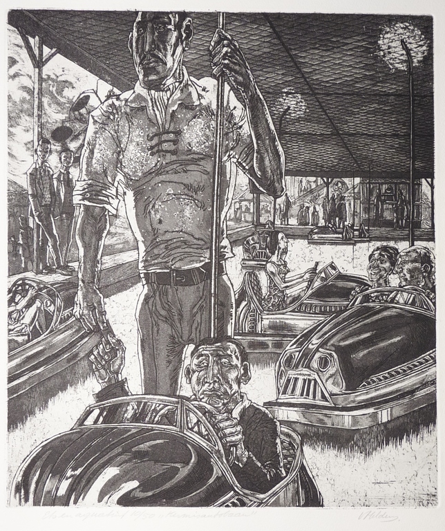 Jan van Helden, Kermisautobaan, ets/aquatint kopen? Bied vanaf 45!