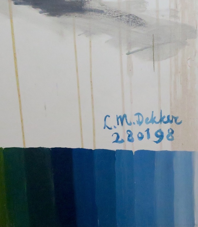 Leon Dekker: Olie en collage op doek, The revue company - Ingelijst (Zeer groot) kopen? Bied vanaf 1!