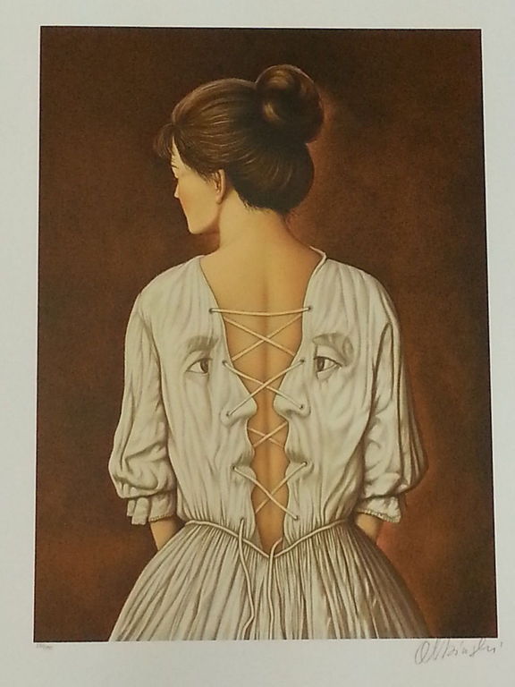 Rafal Olbinski, "She Stoops To Folly", originele lithografie, handgesigneerd! verkocht voor € 260!