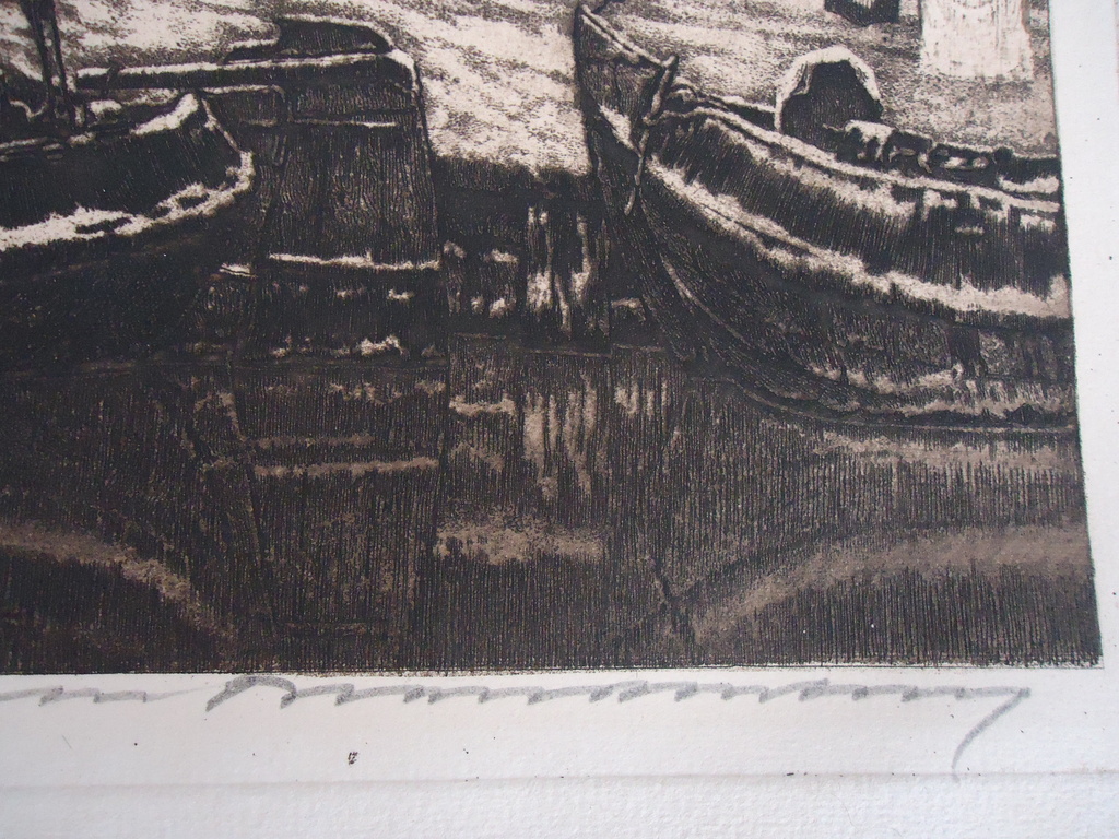 Cornelis Brandenburg ( 1884 - 1954 ) - ets - Achtergracht.  kopen? Bied vanaf 1!