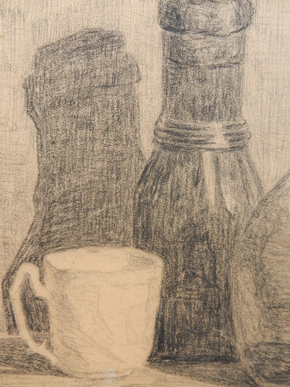 Jan Adam Zandleven, tekening op papier, stilleven, vazen met beker. kopen? Bied vanaf 75!