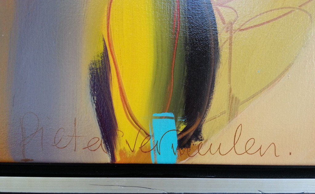 PIETER VERMEULEN - Acryl op linnen - "Tafelschikking I" - Gesigneerd - 2003 kopen? Bied vanaf 200!