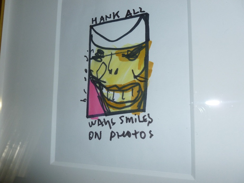 Herman Brood , gouache plus stift , Hank always smiles on photo.Unica. kopen? Bied vanaf 350!