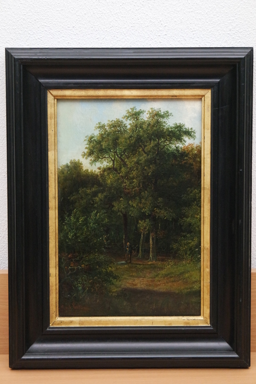 Maurits Ernest van den kerkhoff (1830-1908) - olieverf op doek - man in het bos kopen? Bied vanaf 940!