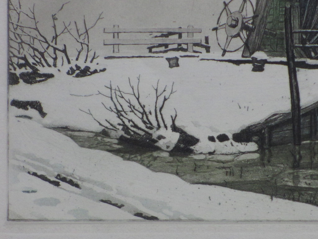 Tjeerd Bottema, Molen te Sassenheim in de sneeuw, Ets kopen? Bied vanaf 35!